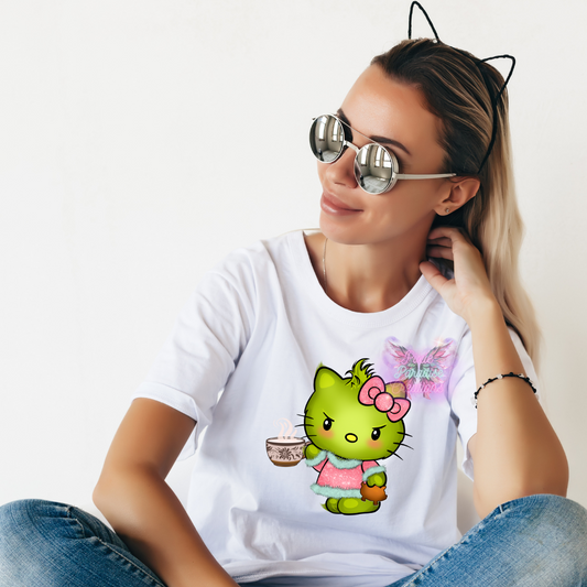 Christmas Cafecito Y Chisme, Kitty Grinch T-Shirt