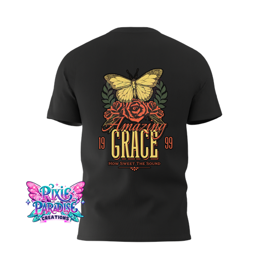 Amazing Grace 1999 Vintage Butterfly and Rose Tee