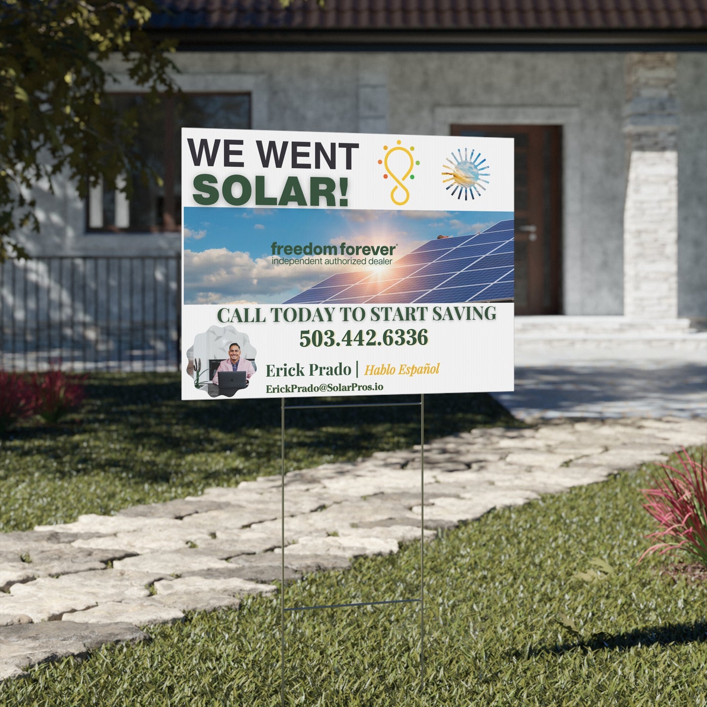 Custom Solar Yard Sign for Solar Company Reps & Installers | “We Went Solar!” Design | Promote Your Solar Business with Weatherproof Materials, Door knocking Material