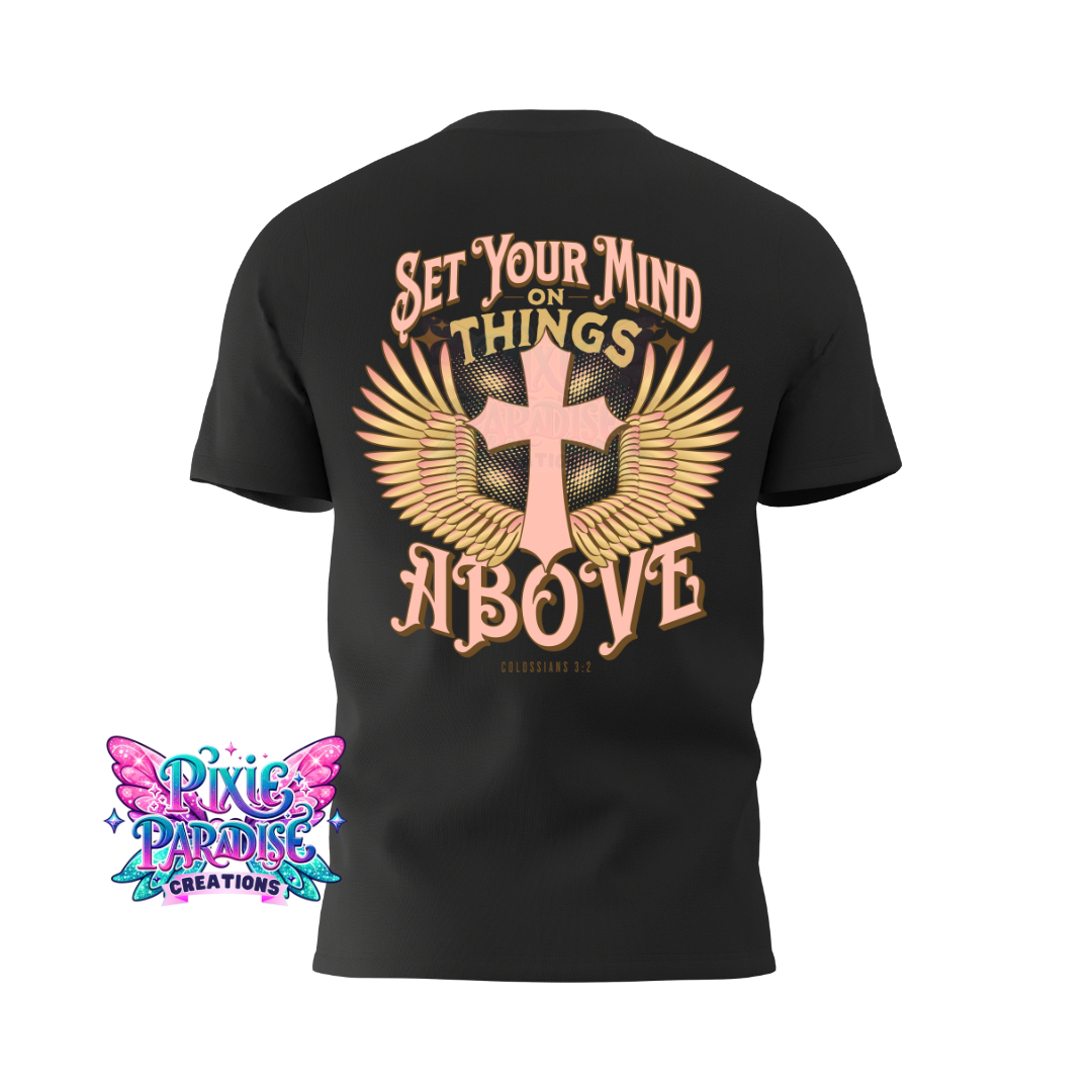 Colossians 3:2 Wings & Cross Tee - Black