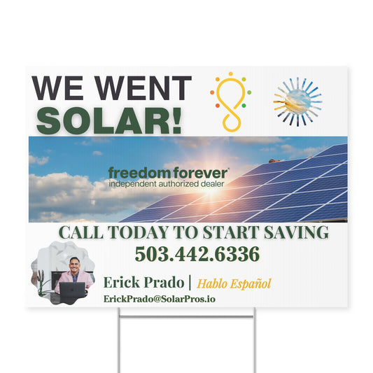 Custom Solar Yard Sign for Solar Company Reps & Installers | “We Went Solar!” Design | Promote Your Solar Business with Weatherproof Materials, Door knocking Material