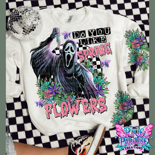 Azalea Ghostface Spring Flower Crewneck Sweater