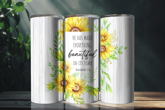 Everything Beautiful Ecclesiastes 3:11 Floral  20oz InsulatedTumbler