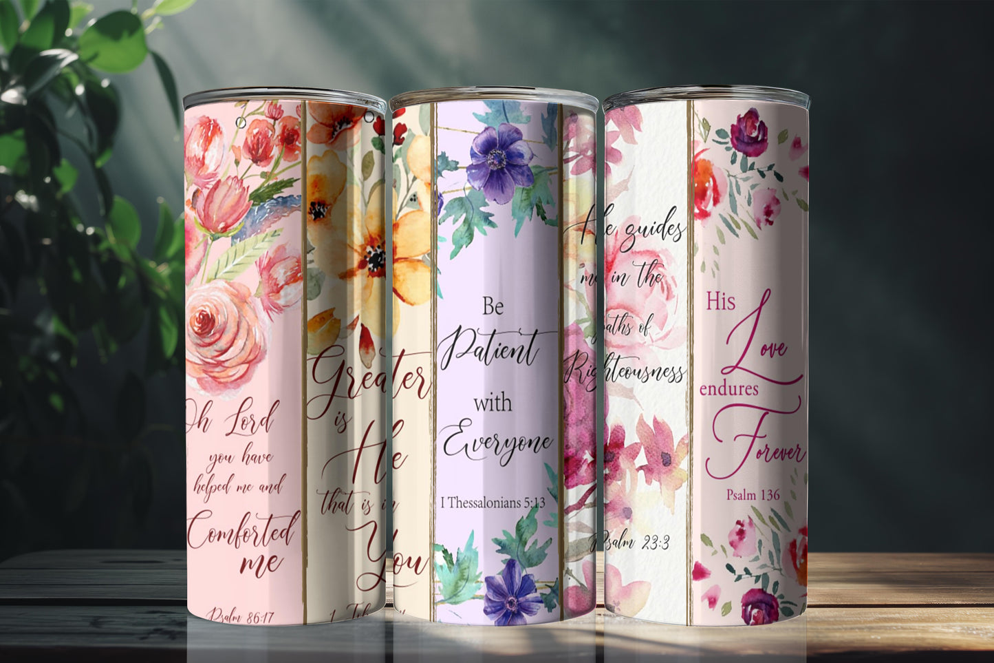 "Bless & Blossom" Floral Scripture Collection Tumbler