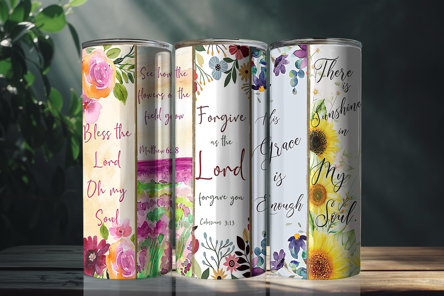 "Bless & Blossom" Floral Scripture Collection Tumbler