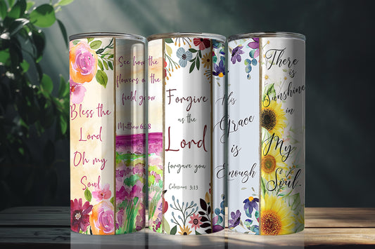 "Bless & Blossom" Floral Scripture Collection Tumbler