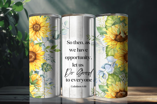 Do Good Galatians 6:10 Sunflower Stripe 20oz Insulated Tumbler