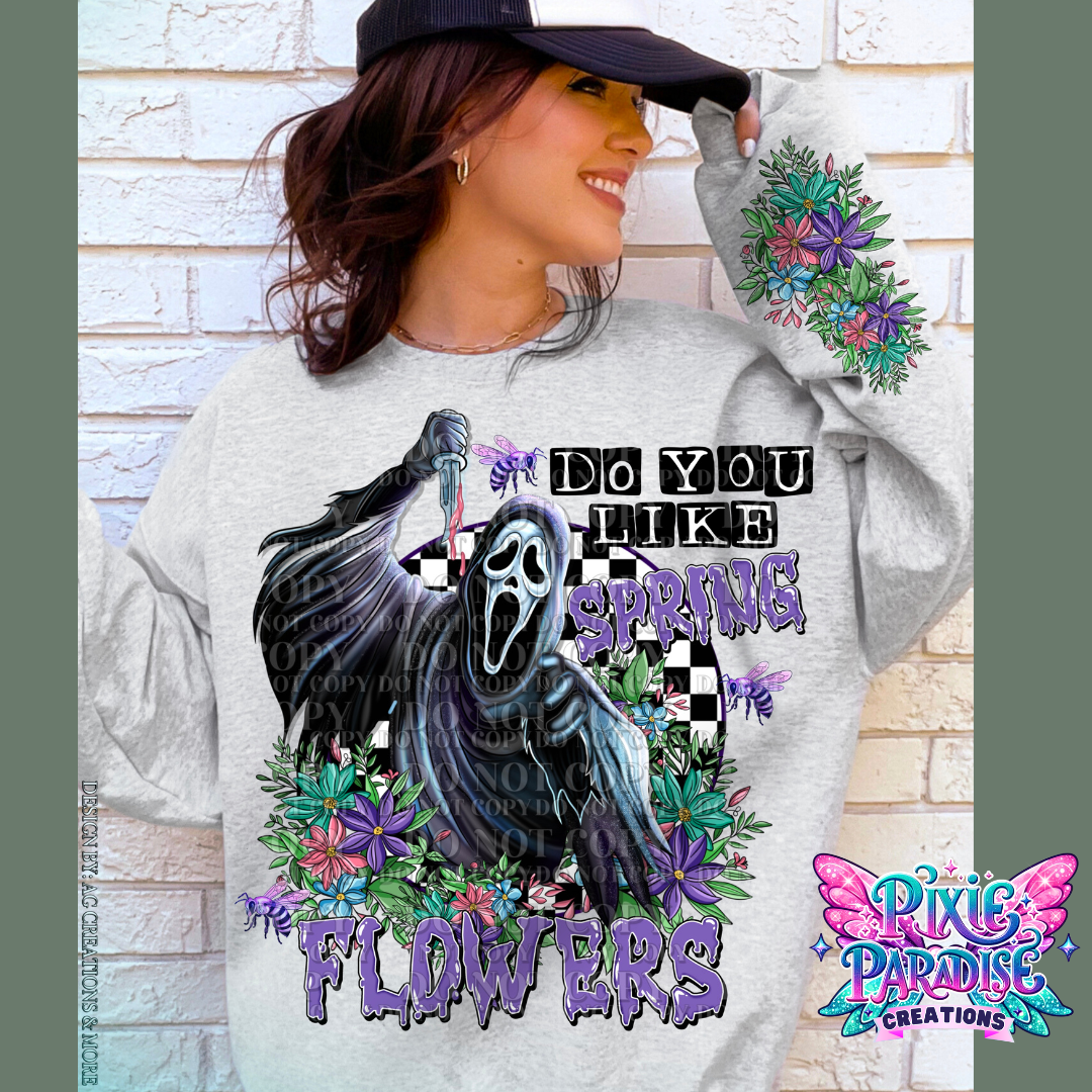 Wisteria Ghostface Spring Flower Crewneck Sweater