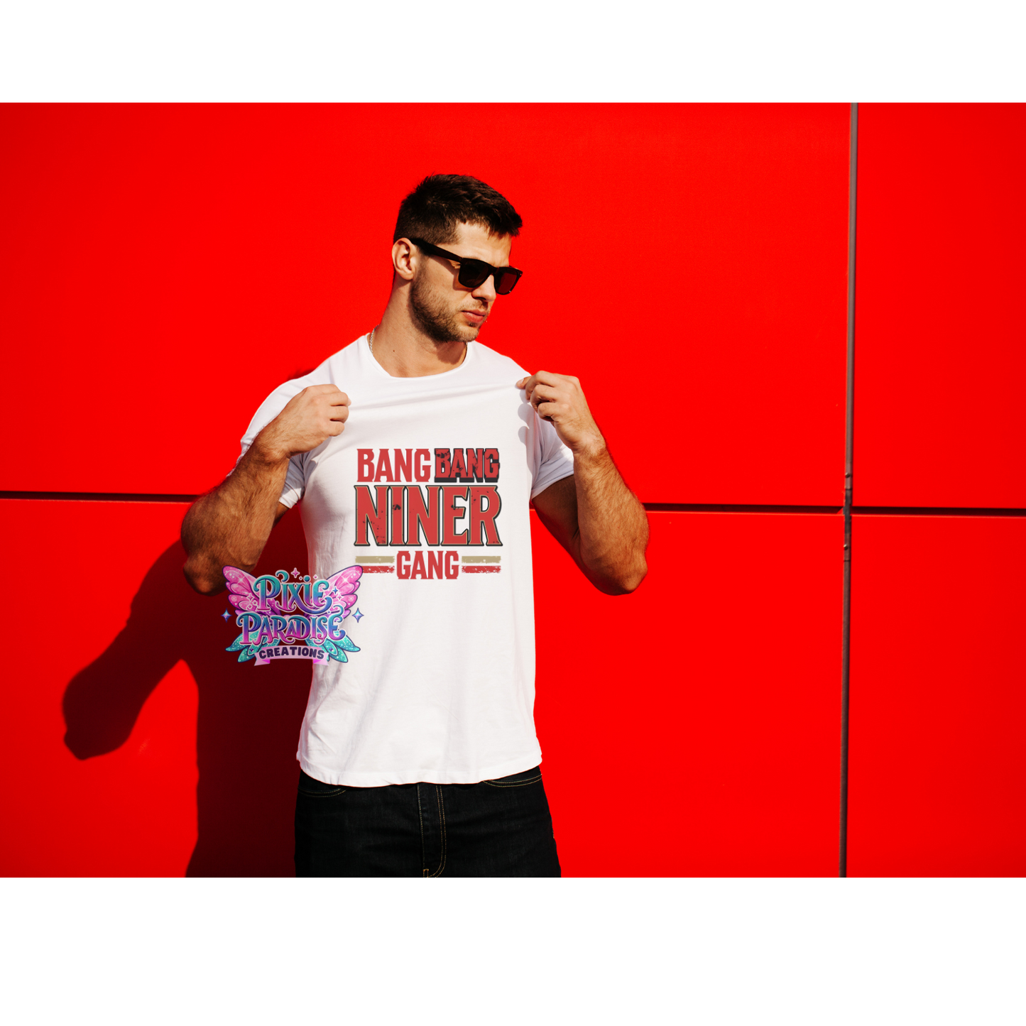 Bang Bang Niner Gang Tee | SAN FRAN 49ERS | Red & Gold