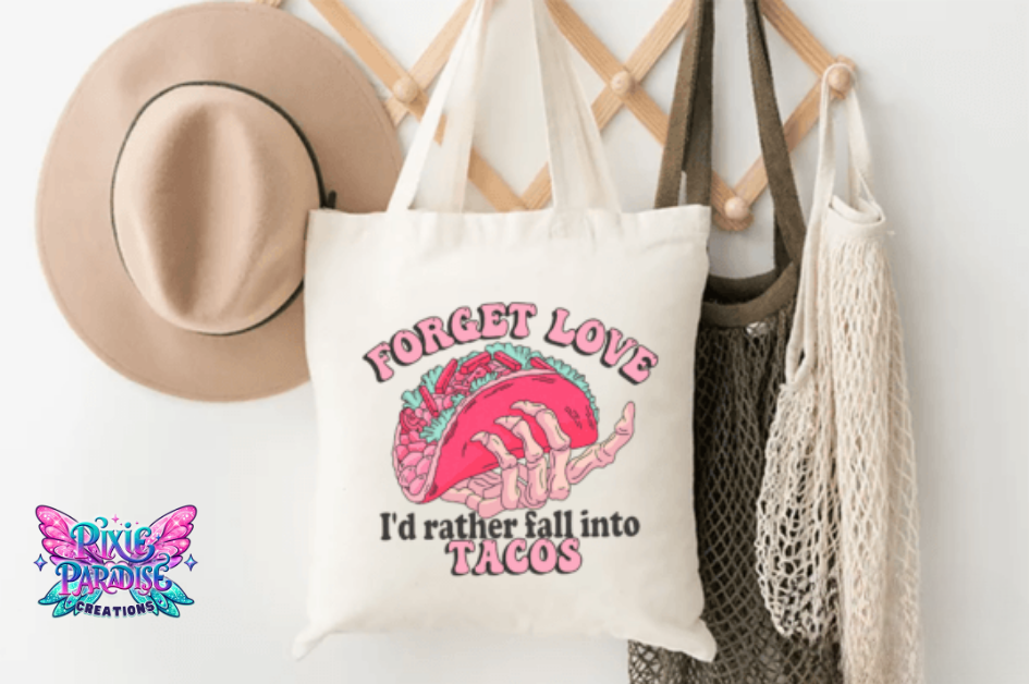 Tacos Over Love Canvas Tote Bag