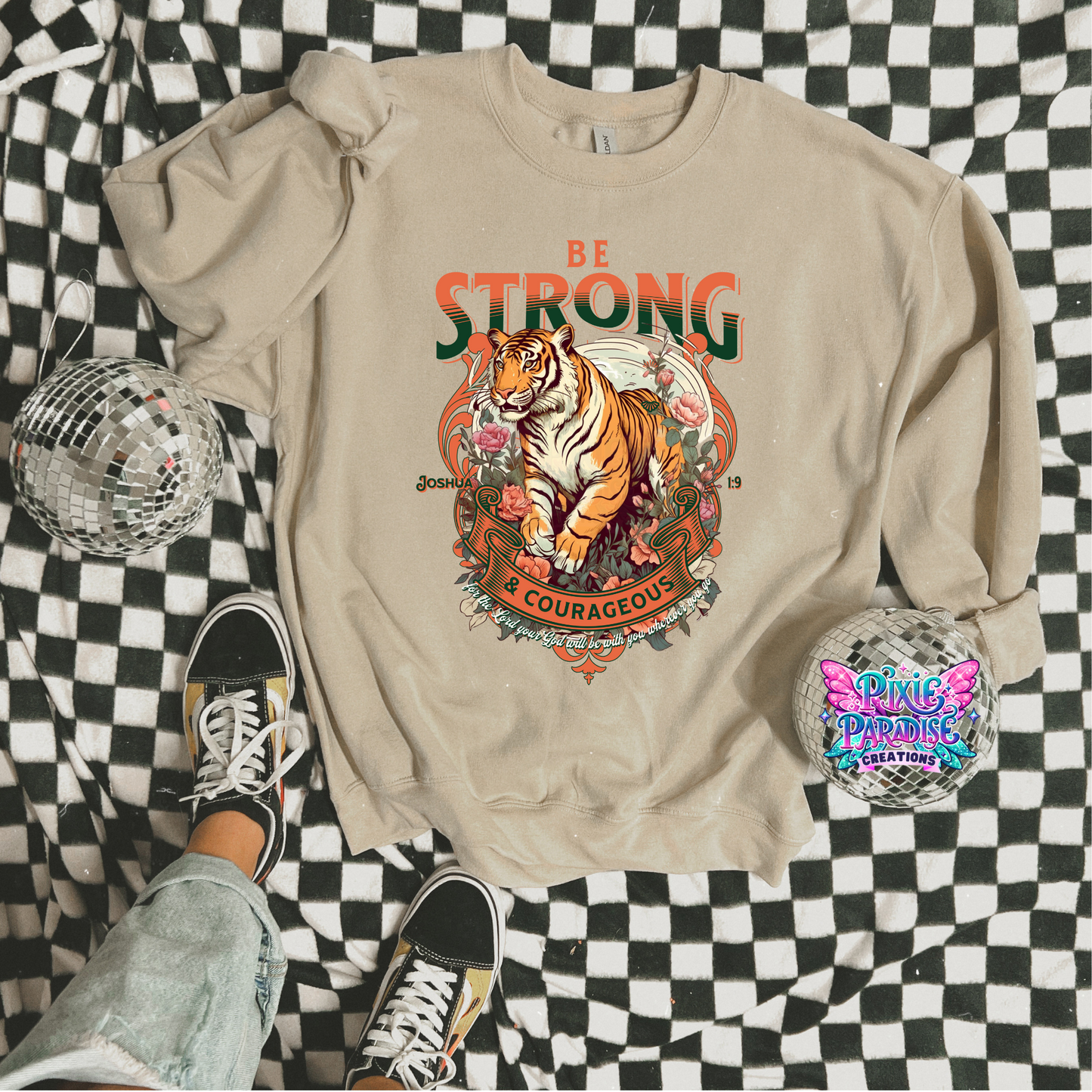 Be Strong & Courageous - Faithful Sand Crewneck