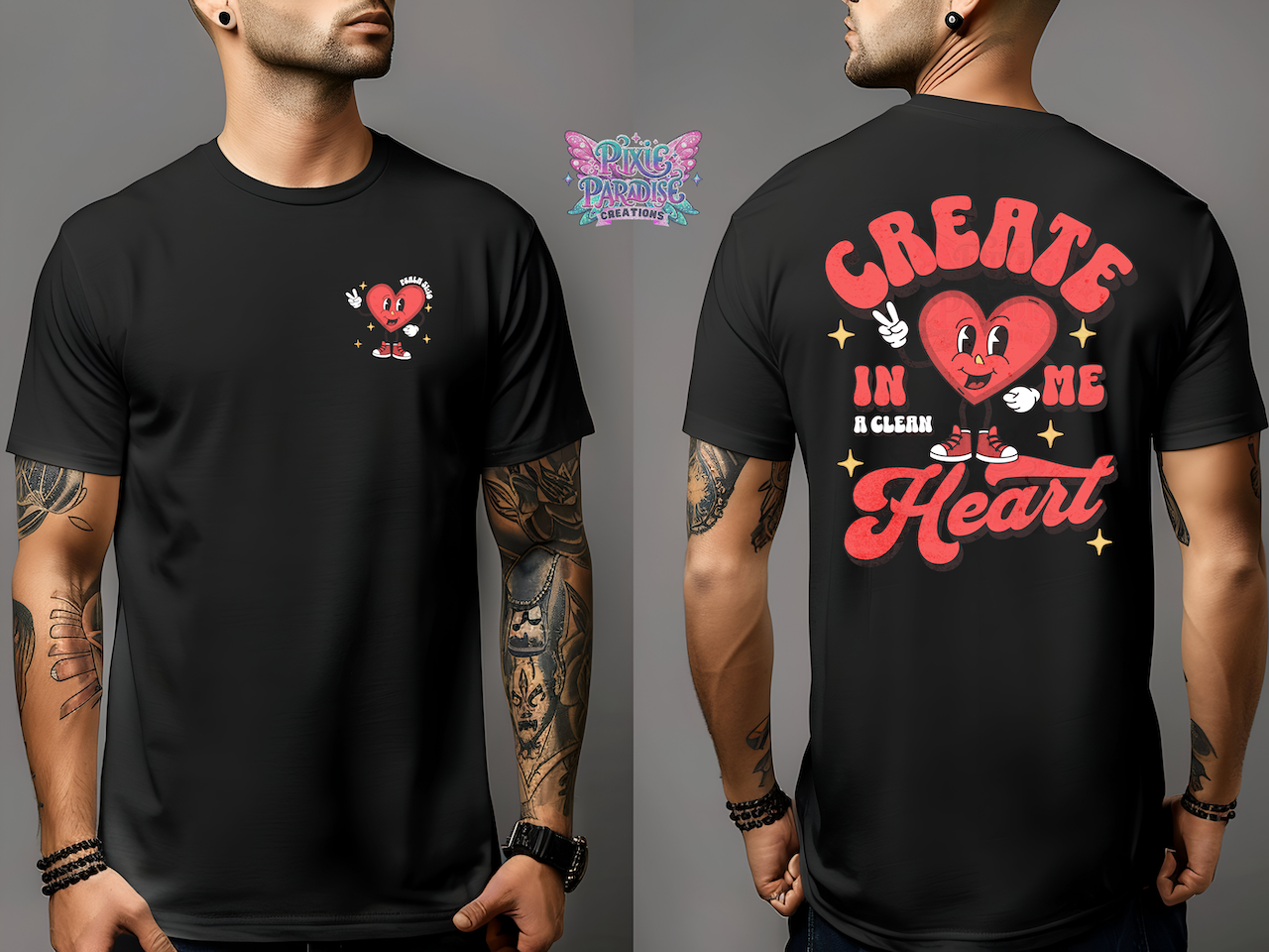 Create in Me a Clean Heart Christian T-shirt - Front Pocket Design