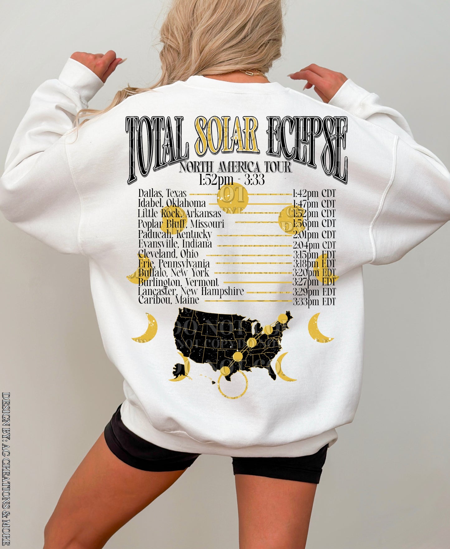 2024 Total Solar Eclipse Crew Neck Sweater [Front / Back Design ]