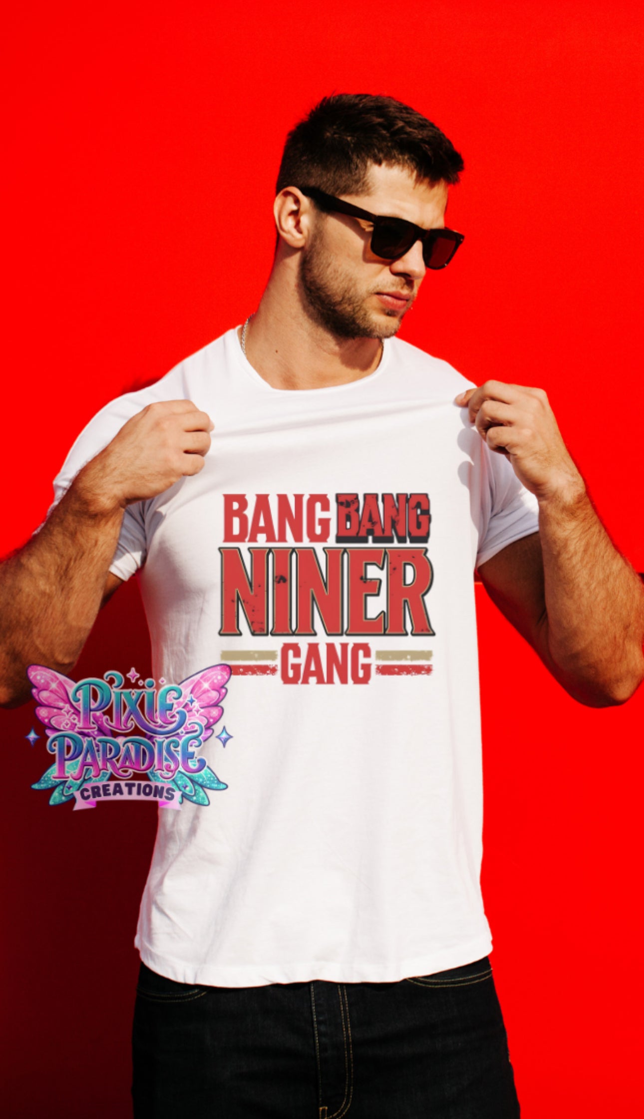 Bang Bang Niner Gang Tee | SAN FRAN 49ERS | Red & Gold