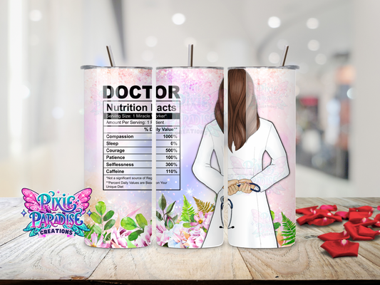 Female Doctor's Daily Dose Insulated Tumbler - Nutrition Facts Medical Humor Cup