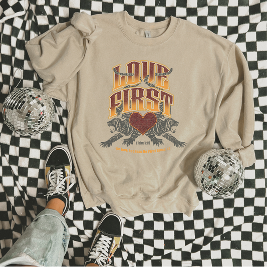 Love First Heart - Loving Sand Crewneck