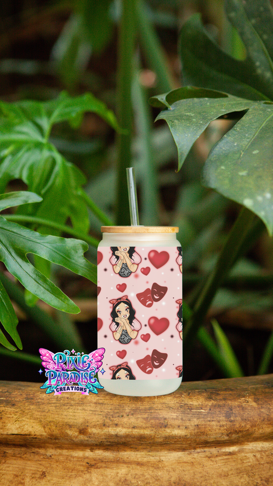 Cupid's Choice | Airbrushed Chicana Snow White  | Frosted Glass Libbey Jar