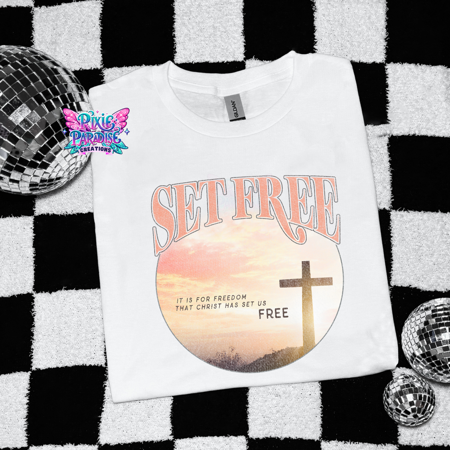 Set Free - Sunset-Inspired White Tee