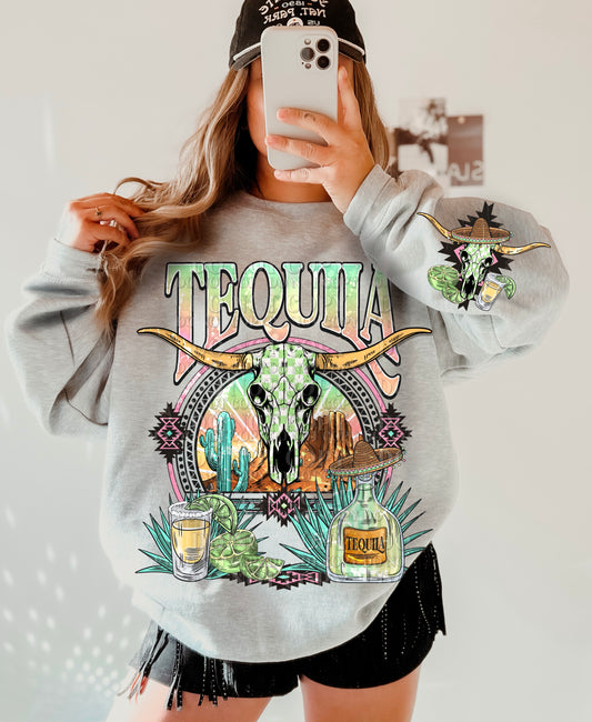 Fiesta Spirit Tequila | Boho Chic Crewneck Sweater