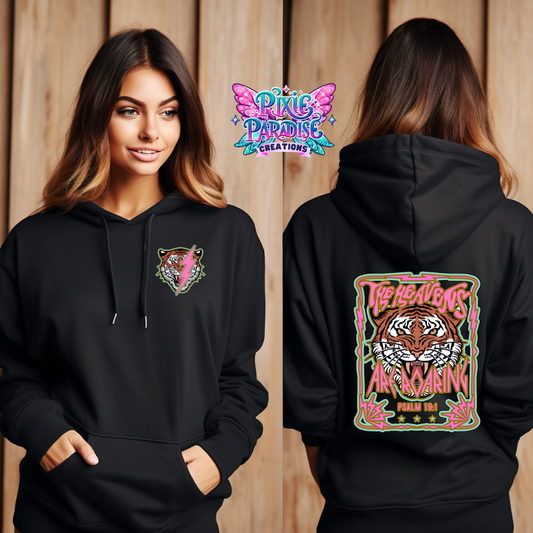 Divine Roar Unisex Hoodie – Psalm 19:1 Tiger Design